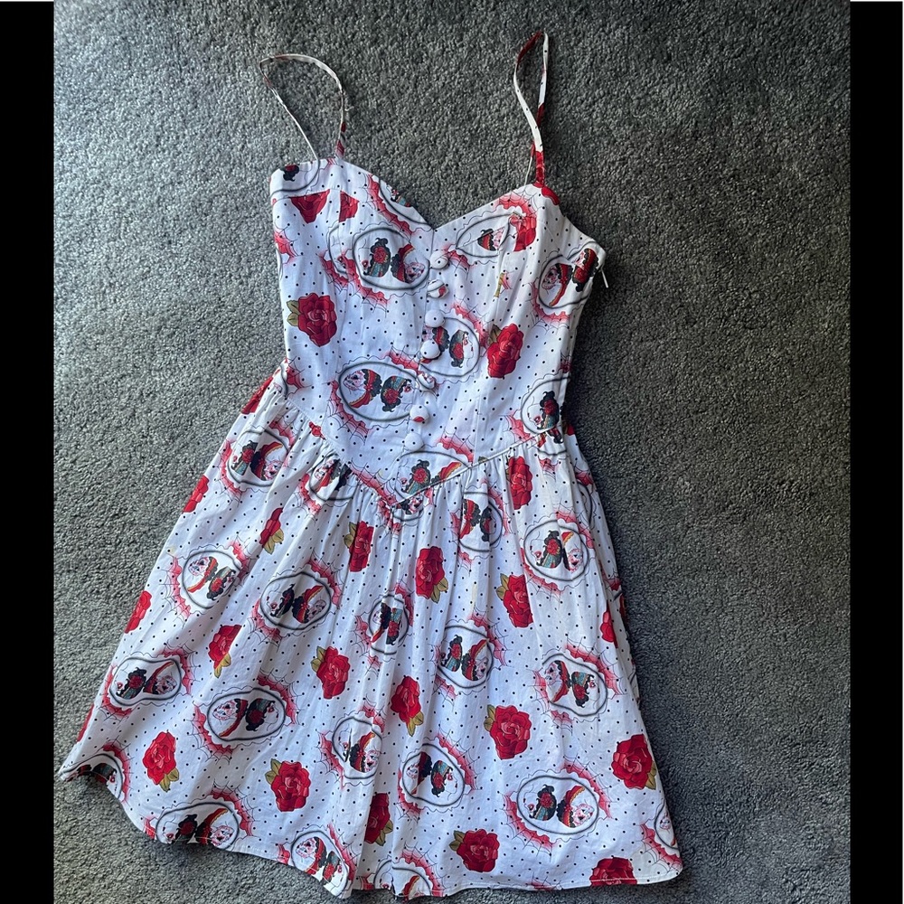 Hell Bunny heart floral white sweetheart dress